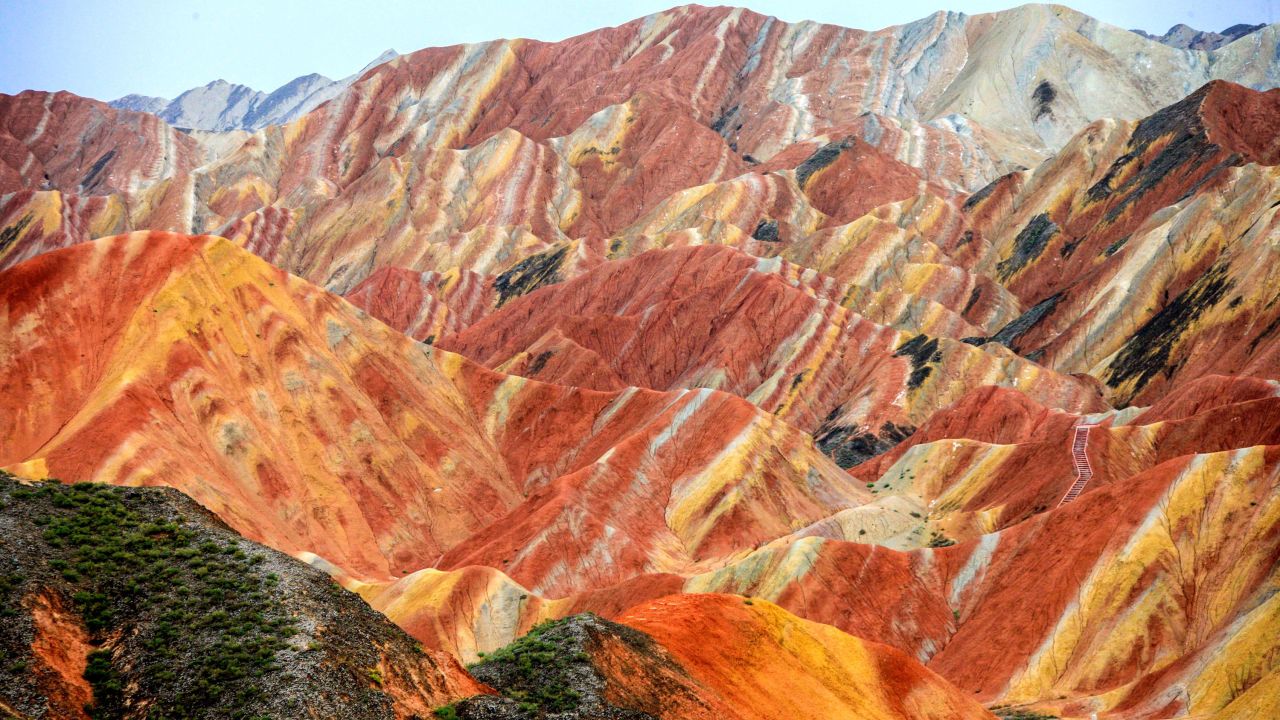 <strong>Zhangye Danxia Landform Geological Park, China: </strong>Known as the "Rainbow Mountains," these colorful rock formations are the result of millions of years geological activity. 