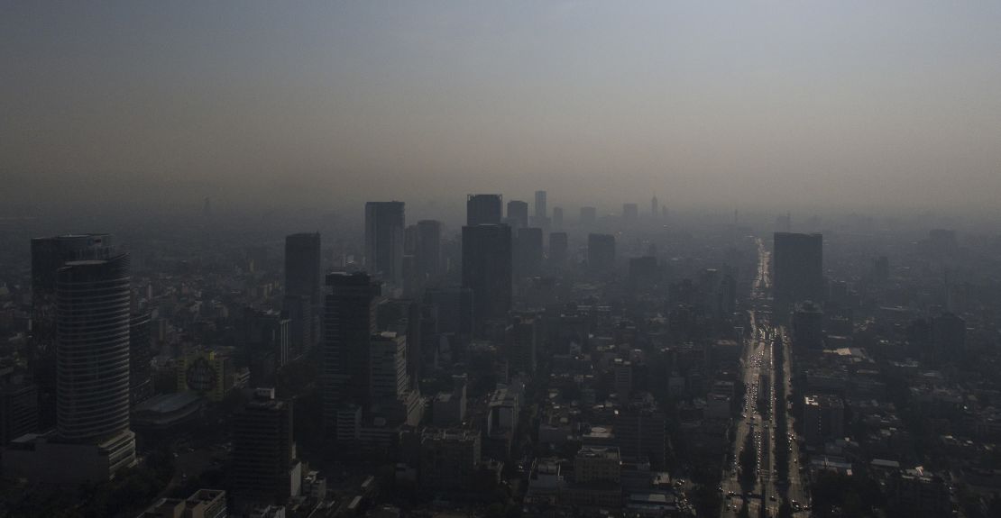 General view showing the air pollution in Mexico City on May 14, 2019.