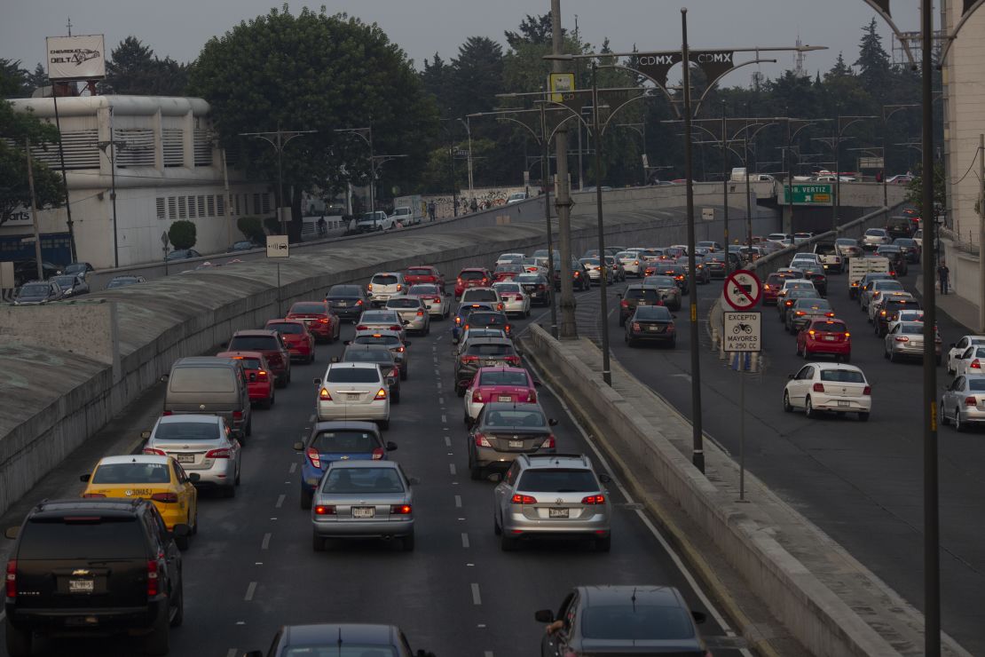 Vehicles sit in traffic in Mexico City, Mexico, on Monday May 13, 2019.