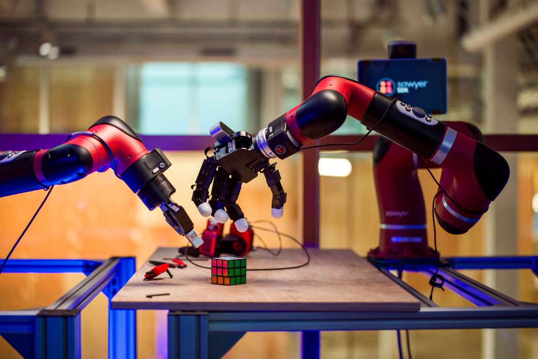 Some of the robots at Facebook that are teaching themselves to move and to grasp objects.