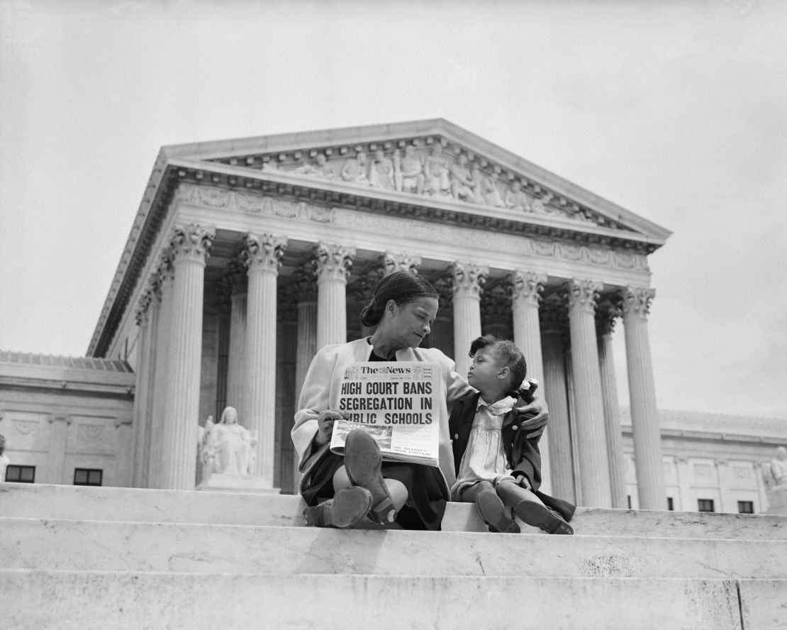 01 Brown v board iconic photo supreme court stairs newspaper RESTRICTED