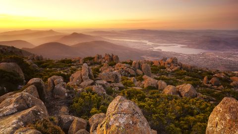 The top of Mount Wellington in Tasmania offers stunning landscape views.