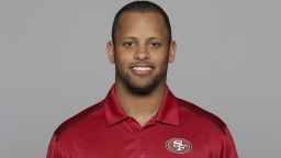 FILE - This 2016, file photo shows Keanon Lowe of the San Francisco 49ers NFL football team. Lowe, a former analyst for the 49ers and wide receiver at the University of Oregon, subdued a person with a gun who appeared on a Portland, Oregon high school campus Friday, May 17, 2019. Lowe is now a coach at Parkrose High School. (AP Photo/File)