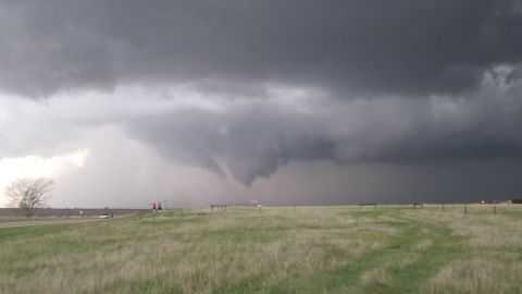 A tornado churns on Friday, May 17, south of Farnam, Nebraska.