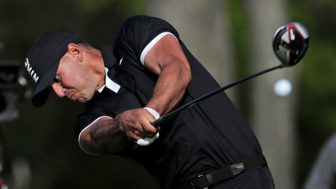 Brooks Koepka drives off the 12th tee during the third round.