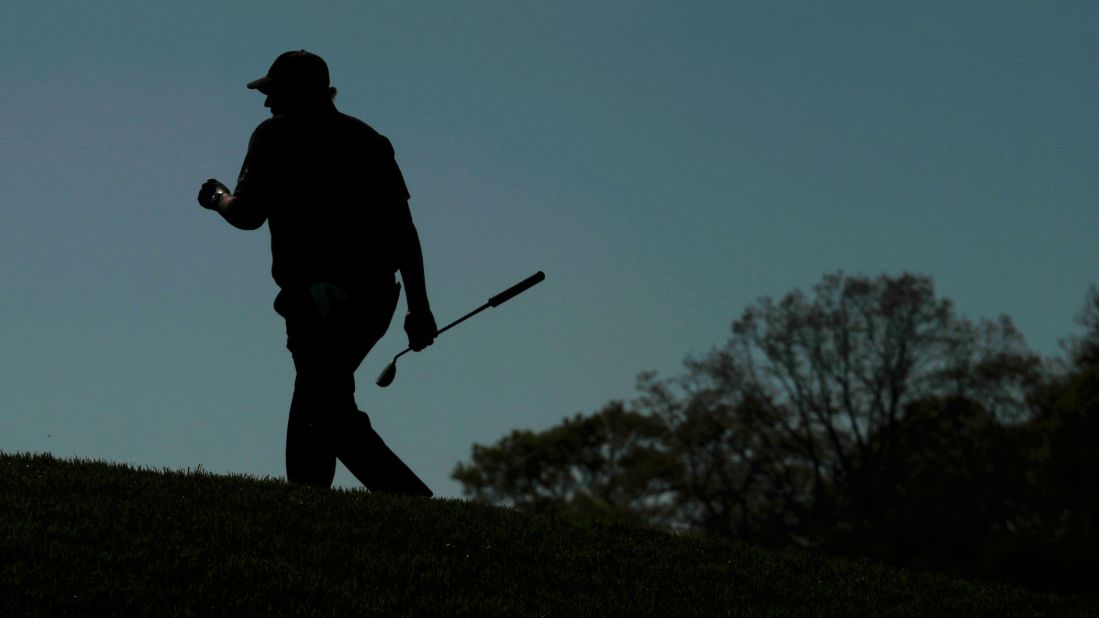 Phil Mickelson walks up to the 18th green during the third round.