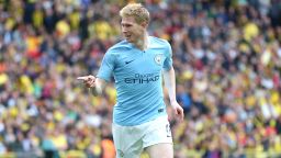 LONDON, ENGLAND - MAY 18: Kevin De Bruyne of Manchester City celebrates after scoring his team's third goal during the FA Cup Final match between Manchester City and Watford at Wembley Stadium on May 18, 2019 in London, England. (Photo by Alex Morton/Getty Images)