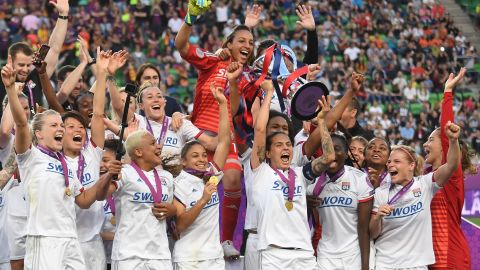 Lyon players won a record-extending seventh Women's Champions League title.