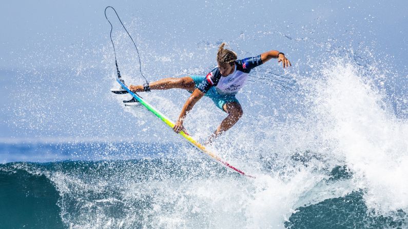 Ricardo Christie of New Zealand surfs during the first round of the Corona Bali Protected at Keramas on Monday, May 13 in Bali, Indonesia.