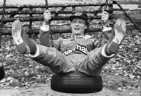 Niki Lauda tries out a swing out in February 1982, the year he announced his return to F1 with McLaren.