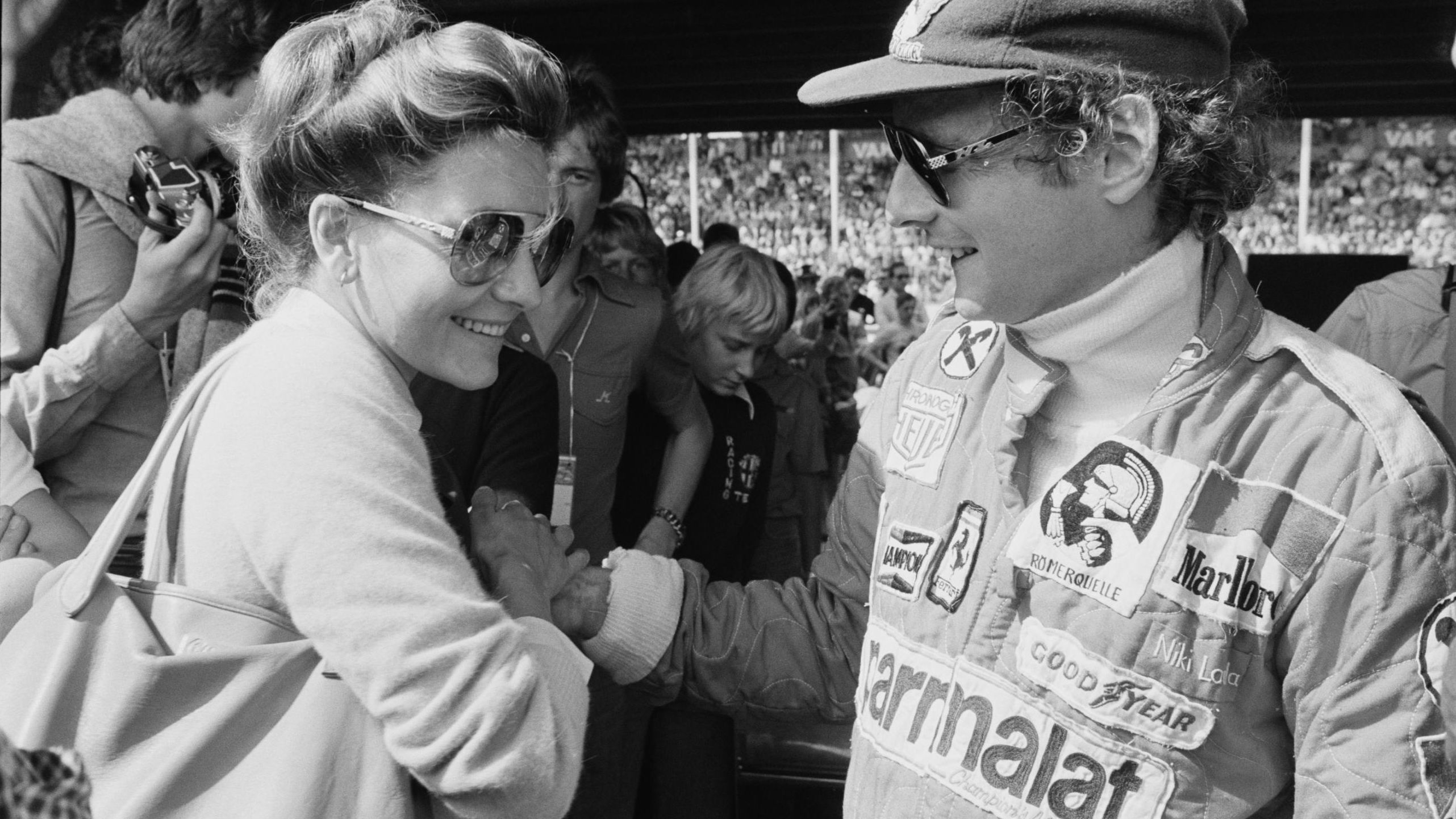Lauda with his wife Marlene Knaus at the Dutch Grand Prix, Circuit Park in Zandvoort, Netherlands, on September 1, 1977.