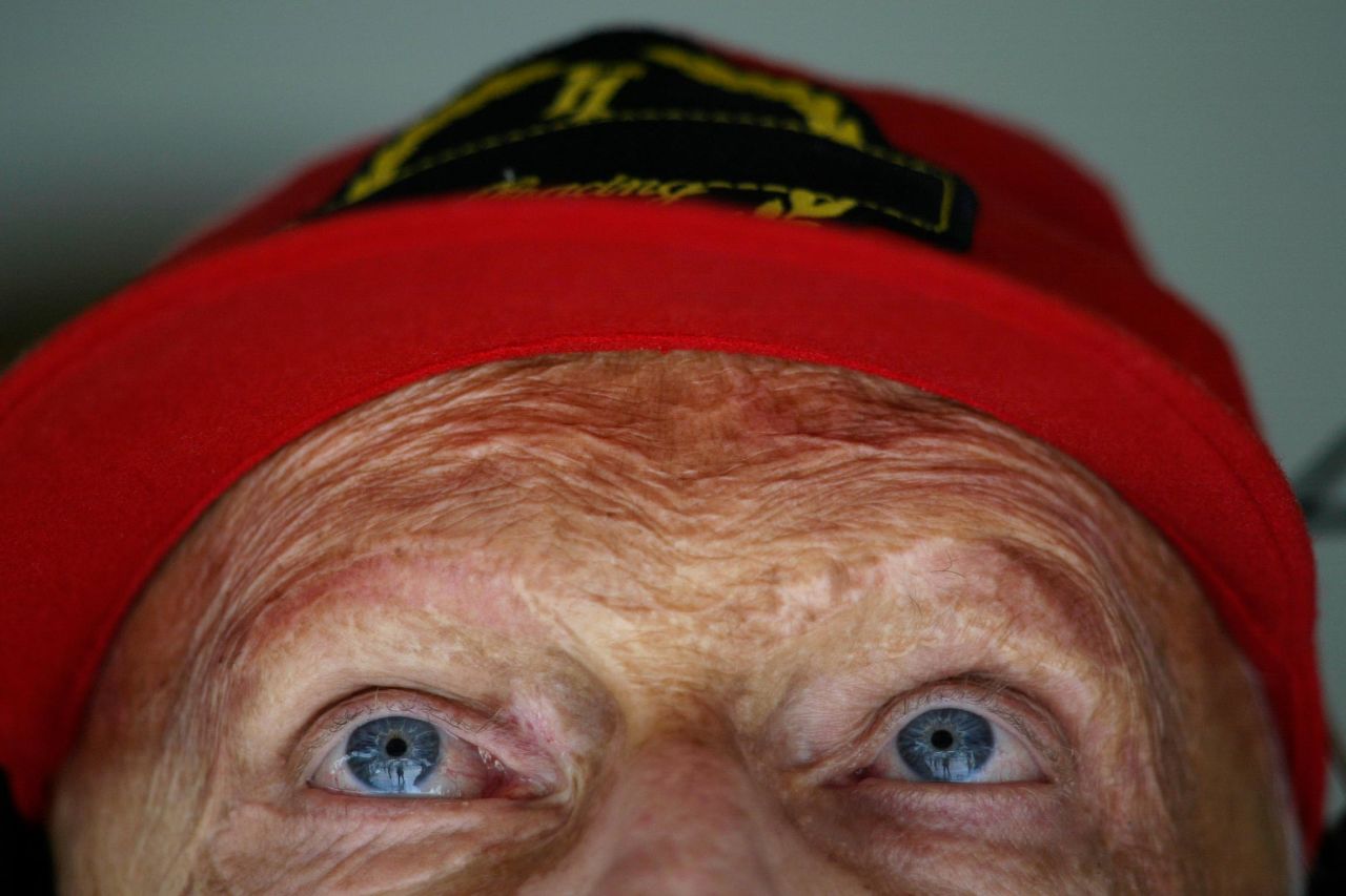 Lauda is pictured during the Grand Prix of San Marino, Imola, on April 14, 2002.