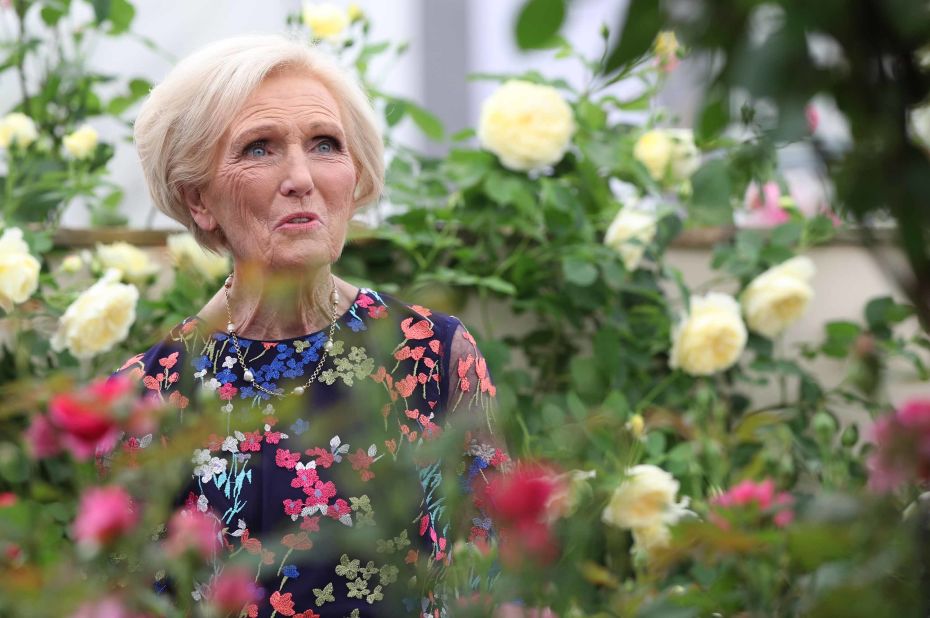 British food writer and television presenter Mary Berry visits the Chelsea Flower Show.