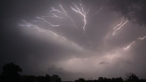 Lightning fills the sky over Oklahoma City on May 20. 