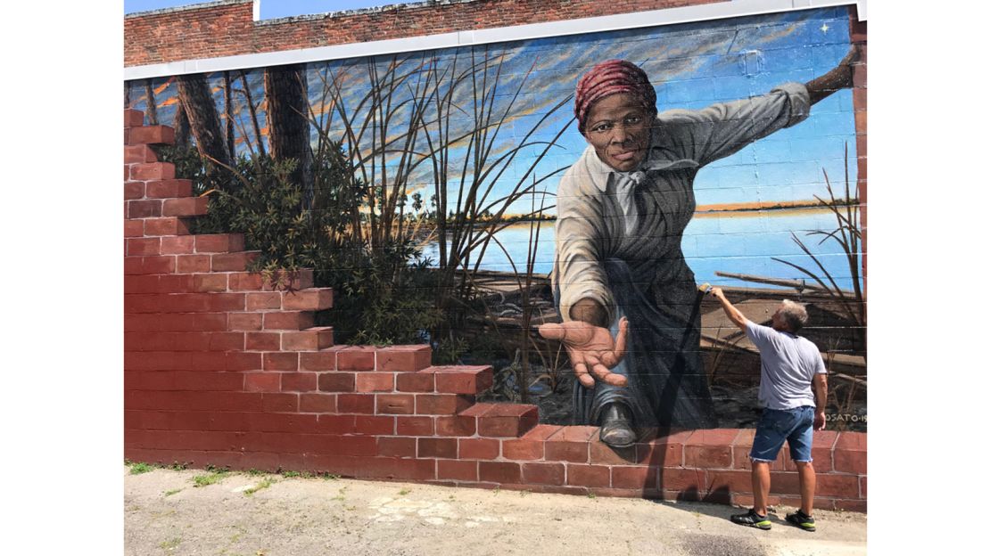 Artist Michael Rosato's mural at the Harriet Tubman Museum & Educational Center in Cambridge, Maryland.