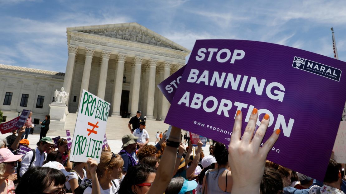 Abortion rights activists rally outside the U.S. Supreme Court on May 21, 2019.