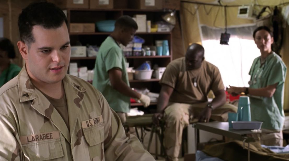The future voice of Olaf from "Frozen" guest stars in Season 11's "Here and There" as a man serving with Dr. Gallant in Iraq. 