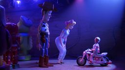 Woody, Bo Peep and Duke Caboom in 'Toy Story 4'