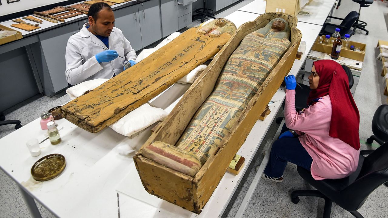 The Tutankhamun collection is going through the restoration process at the museum's conservation lab.