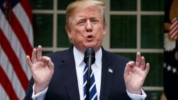 President Donald Trump delivers a statement in the Rose Garden of the White House, Wednesday, May 22, 2019, in Washington. (AP Photo/Evan Vucci)