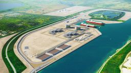 A Port Arthur, Texas LNG export project that's under development is seen in this artist's rendering