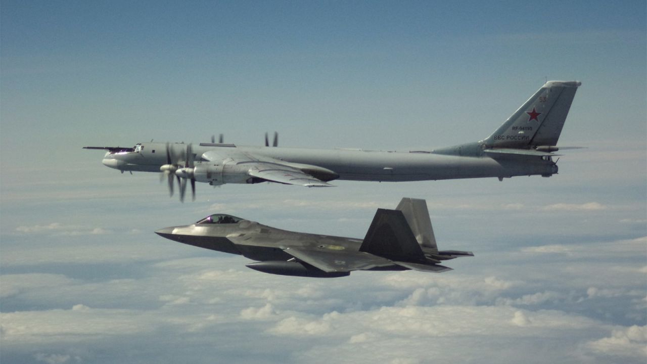 From NORAD: Two pairs of F-22 fighter jets, each with an E-3 Airborne Early Warning and Control System aircraft, from the North American Aerospace Defense Command (NORAD) positively identified and intercepted Russian Tu-95 bombers and Su-35 fighter jets entering the Alaskan Air Defense Identification Zone on May 21.