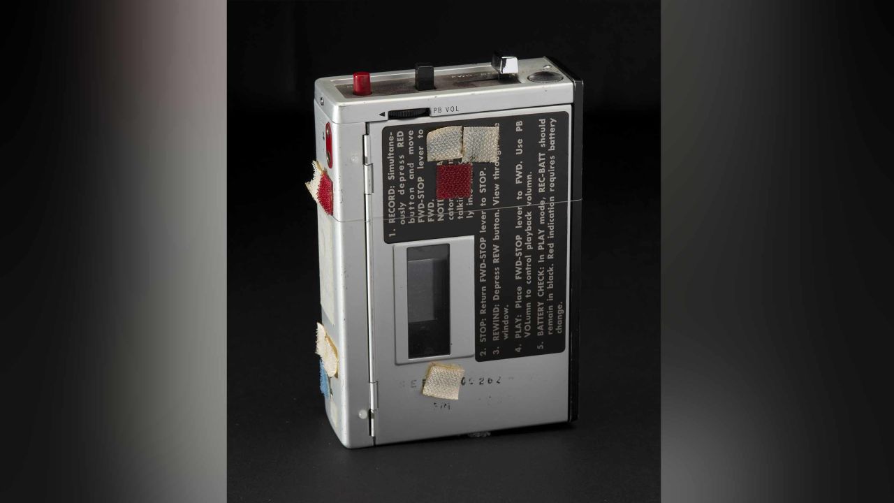 A Sony TC-50 cassette player is seen at the Smithsonian National Air and Space Museum.