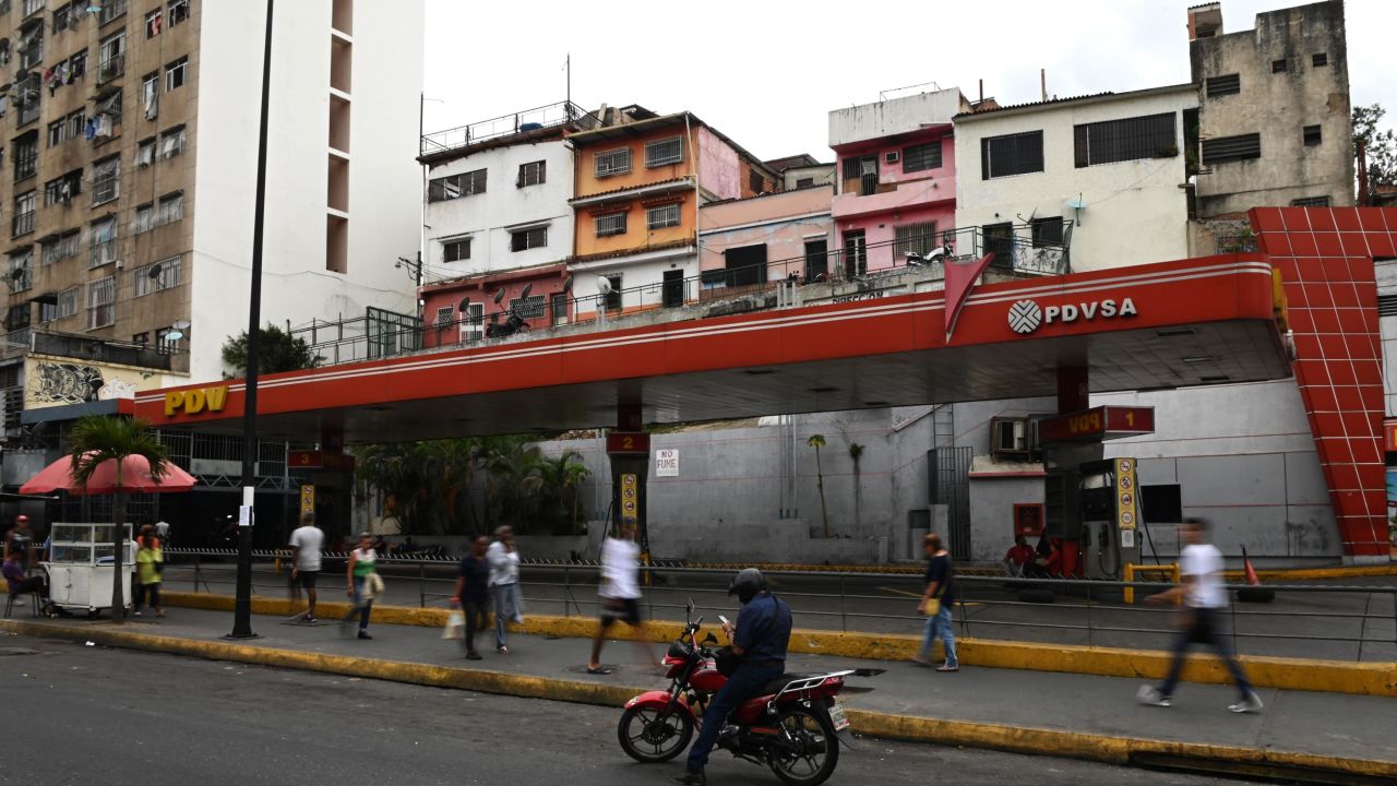 A closed gas station in the outskirts of Caracas, Venezuela. 