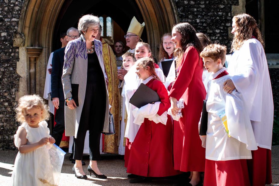 May attends an Easter church service in Sonning, England, in April 2019.