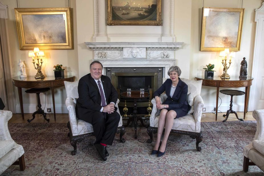 US Secretary of State Mike Pompeo meets with May in London in May 2019.