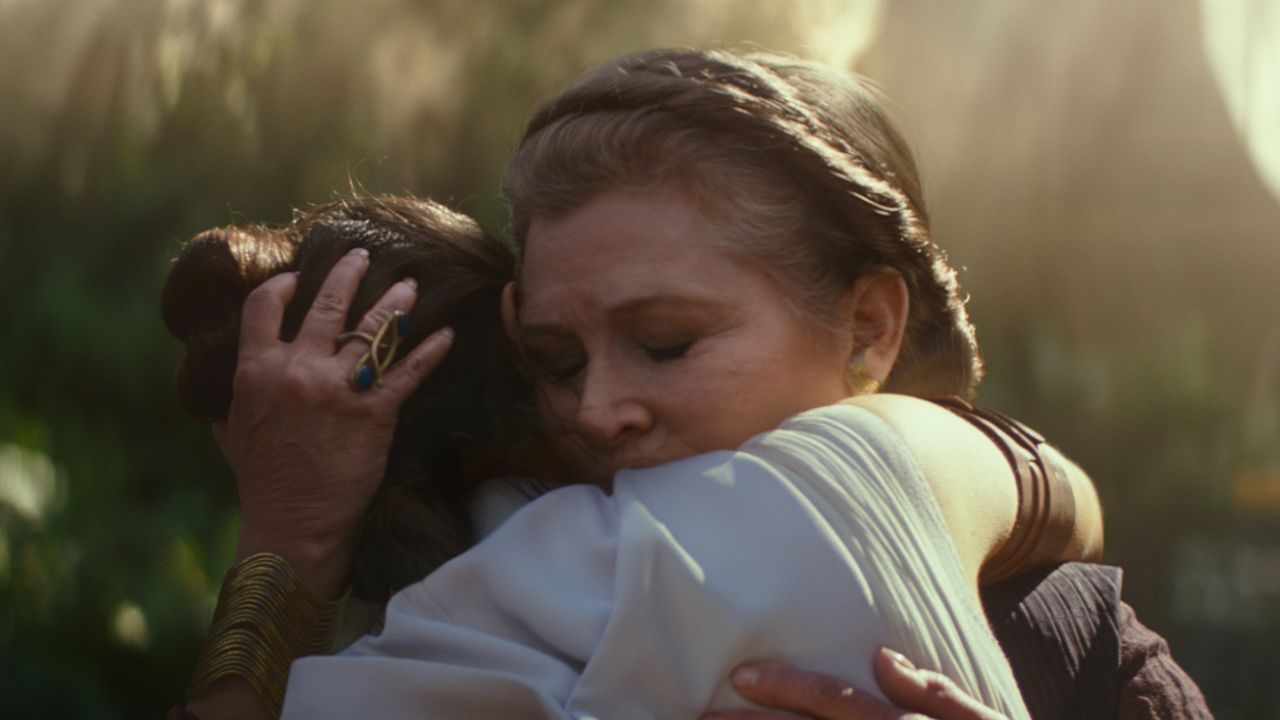 Carrie Fisher and Daisy Ridley in 'Star Wars: The Rise of Skywalker.'