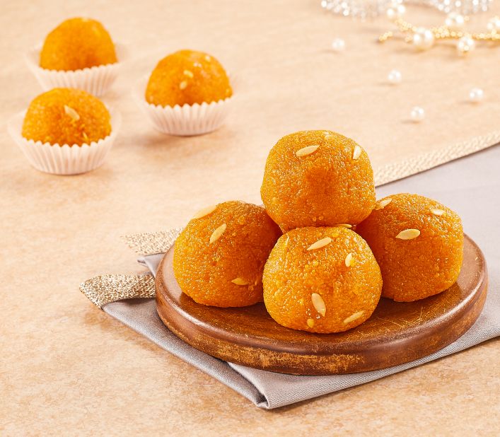 <strong>Motichoor ladoo: </strong>These deep-fried balls may resemble doughnut holes, but with a base of chickpea flour, they have a rich taste all their own. 