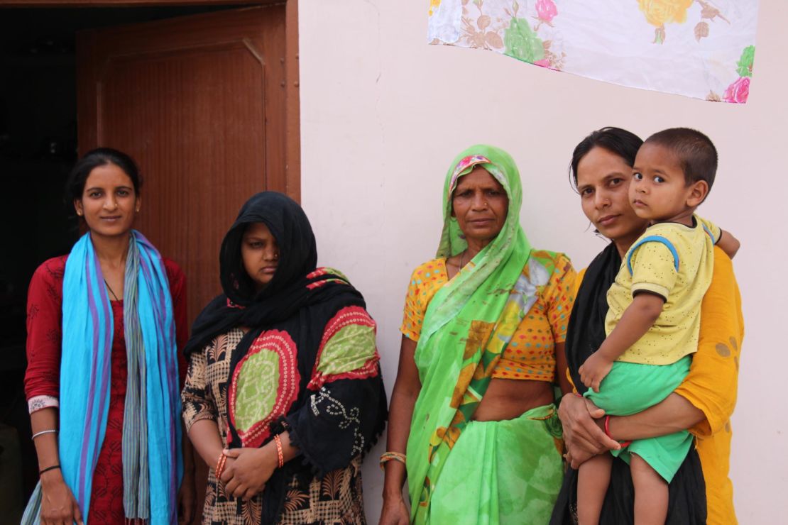 Pawan Kumar's cousin (left), wife, Nisha Devi; mother, Savitri Devi; and sister, Deep Mala at their family home in the village of Khairthal near Alwar in Rajasthan.