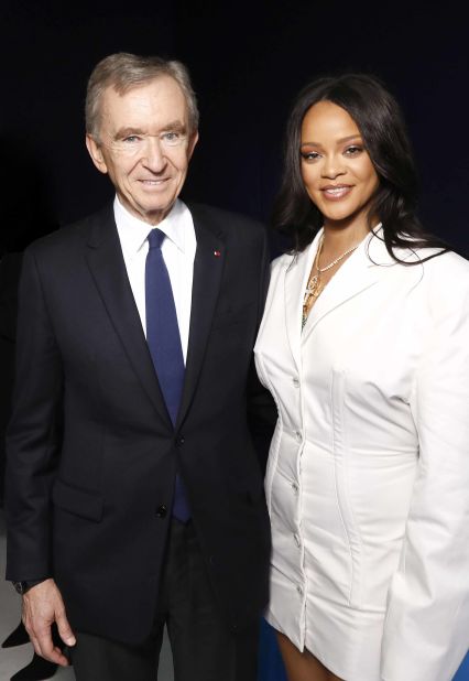 Rihanna and Bernard Arnault attend the Fenty Launch party on May 22 in Paris, France.