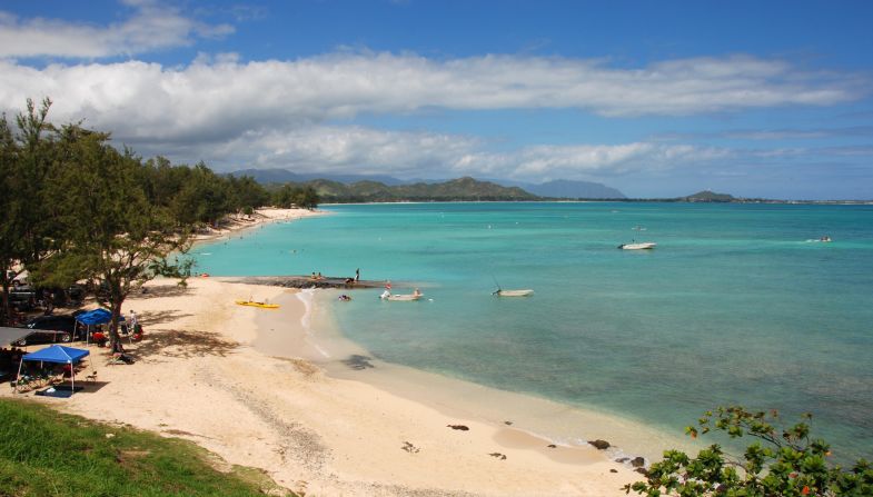 <strong>1. Kailua Beach Park, Oahu, Hawaii: </strong>Gentle waves lap the white sand coral beach at<a  target="_blank" target="_blank"> Kailua Beach Park</a> in Oahu, and the swimming and kayaking are excellent here. It's Dr. Beach's No. 1 US beach for 2019.