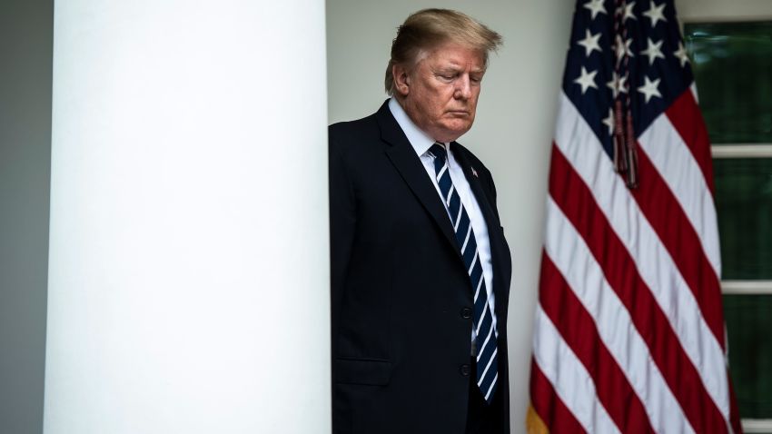 WASHINGTON, DC - MAY 22 : President Donald J. Trump walks out to speak after abruptly ending a meeting with Democratic leaders on infrastructure, saying there wont be a deal unless they stop investigations, in the Rose Garden at the White House on Wednesday, May 22, 2019 in Washington, DC. I dont do coverups. You people know that probably better than anybody, Trump told reporters. (Photo by Jabin Botsford/The Washington Post via Getty Images)