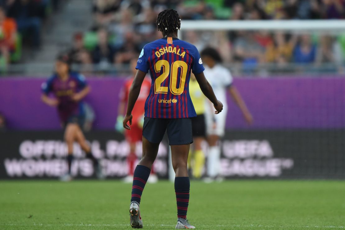 Oshoala scored Barcelona's only goal as the Catalans were defeated by Lyon in the Women's Champions League final. 