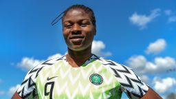 Nigerian national football team forward Desire Oparanozie poses on May 4, 2019 at the EA Guingamp's Rucaer training Center in Pabu, Brittany. (Photo by JEAN-FRANCOIS MONIER / AFP)        (Photo credit should read JEAN-FRANCOIS MONIER/AFP/Getty Images)