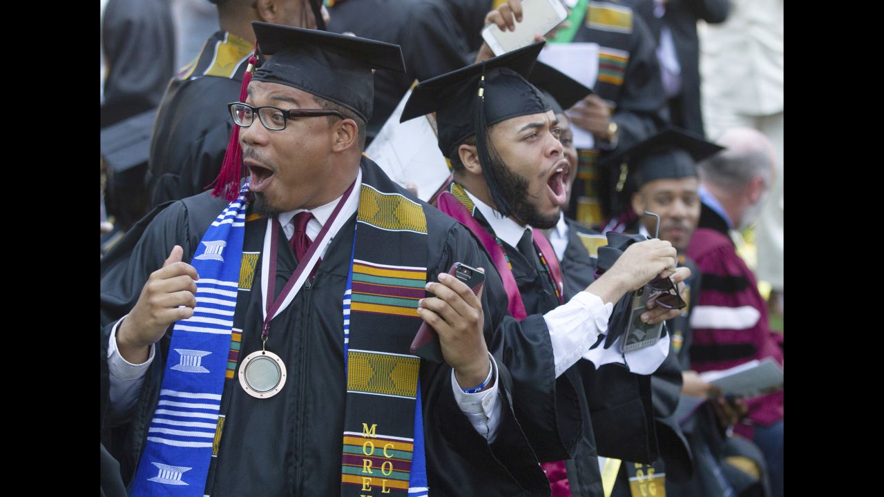 Graduates of Atlanta's Morehouse College react after billionaire investor Robert F. Smith announced Sunday, May 19, <a href="https://www.cnn.com/2019/05/19/us/morehouse-robert-smith-student-loans-trnd/index.html" target="_blank">that he would pay off the student-loan debt for the entire graduating class.</a> "On behalf of the eight generations of my family who have been in this country, we're going to put a little fuel in your bus," Smith said during his commencement speech.