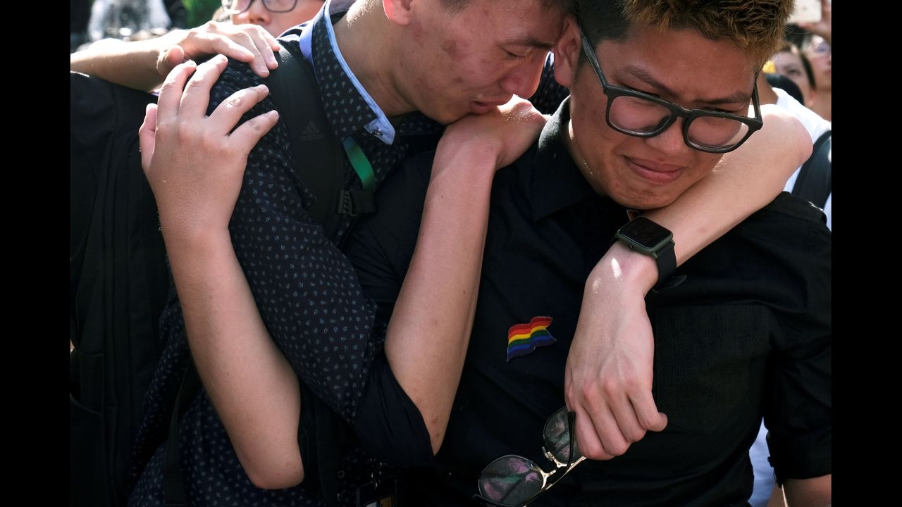 People celebrate Friday, May 17, after Taiwan approved a bill <a href="https://www.cnn.com/2019/05/22/asia/taiwan-china-gay-marriage-intl/index.html" target="_blank">legalizing same-sex marriage.</a>