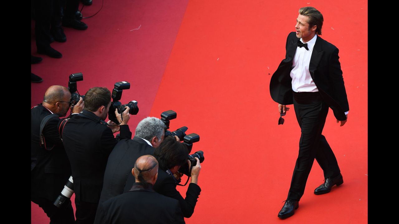 Actor Brad Pitt walks the red carpet at the <a href="http://www.cnn.com/style/gallery/cannes-2019/index.html" target="_blank">Cannes Film Festival</a> in France on Tuesday, May 21. He was attending a screening of his new film "Once Upon a Time in Hollywood," along with director Quentin Tarantino and co-stars Leonardo DiCaprio and Margot Robbie.