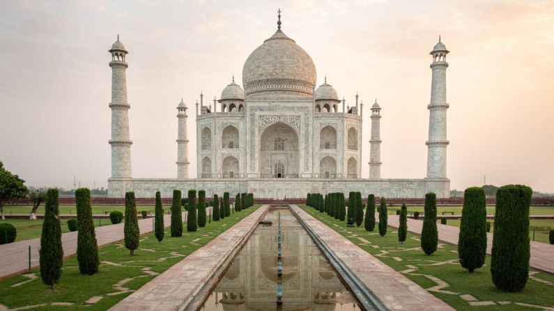 <strong>Agra, India:</strong> One of the world's most recognizable sights, the Taj Mahal is a white marble mausoleum built on the banks of the Yamuna River. It was commissioned by Shah Jahan in 1632 to house the tomb of his wife Mumtaz Mahal. 