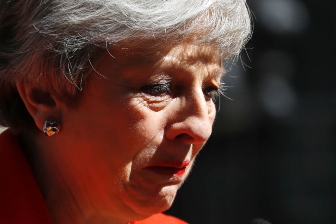 May announces her resignation in an emotional appearance outside No. 10 Downing St. in May 2019. May said she would <a href="index.php?page=&url=https%3A%2F%2Fedition.cnn.com%2F2019%2F05%2F24%2Feurope%2Ftheresa-may-resigns-brexit-gbr-intl%2Findex.html" target="_blank">quit as leader of the Conservative Party</a> but stay on as Prime Minister until a successor is chosen.