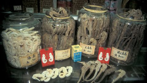 Seahorses for sale in Hong Kong's Sheung Wan district.