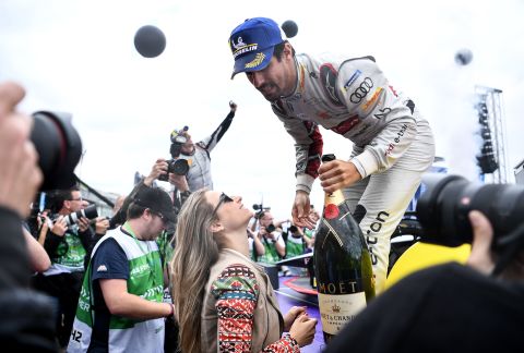 An ecstatic Lucas Di Grassi celebrated in style after dominating the Berlin E-Prix to close the gap at the top of the drivers' championship.
