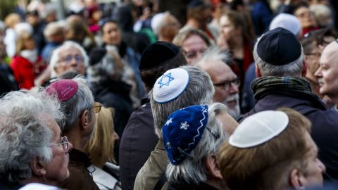 Demonstrators participated in a protest against anti-Semitism in Berlin in April.