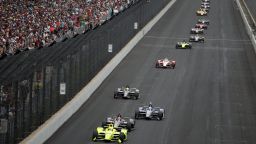 INDIANAPOLIS, INDIANA - MAY 26: Simon Pagenaud of France, driver of the #22 Menards Team Penske Chevrolet leads the field at the start of  the 103rd running of the Indianapolis 500 at Indianapolis Motor Speedway on May 26, 2019, in Indianapolis, Indiana. (Photo by Chris Graythen/Getty Images)