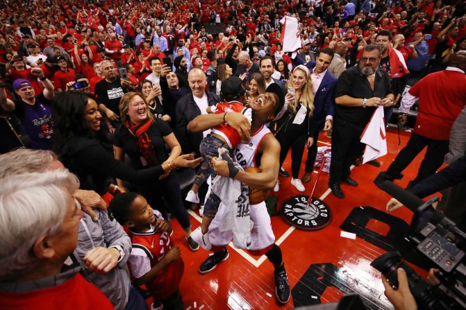 Kyle Lowry of the Toronto Raptors celebrates after defeating the Milwaukee Bucks 100-94 in Game 6 of the NBA Eastern Conference Finals at Scotiabank Arena in Toronto, Canada on Saturday, May 25. The Raptors advanced to the 2019 NBA Finals.