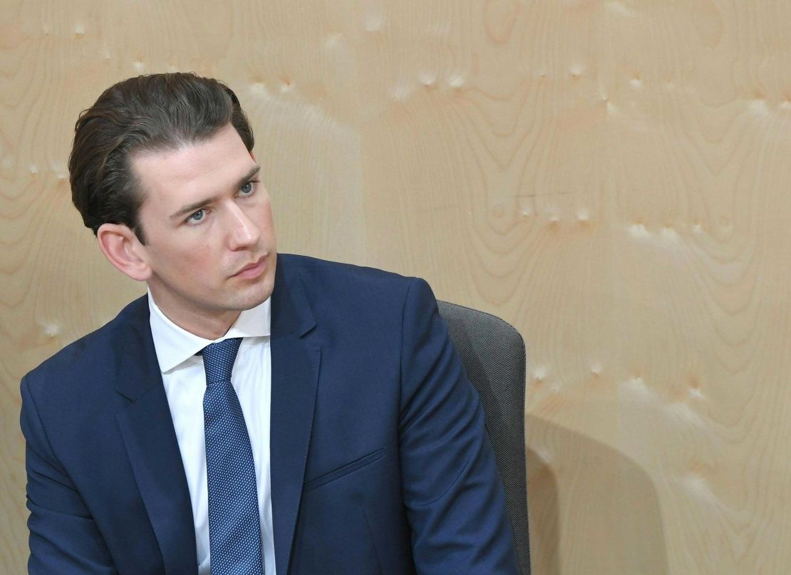 Sebastian Kurz attends a special session of Austrian parliament focusing on a no-confidence vote against him on Monday in Vienna.