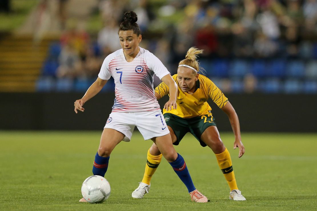 Maria Jose Rojas playing in a friendly against Australia.